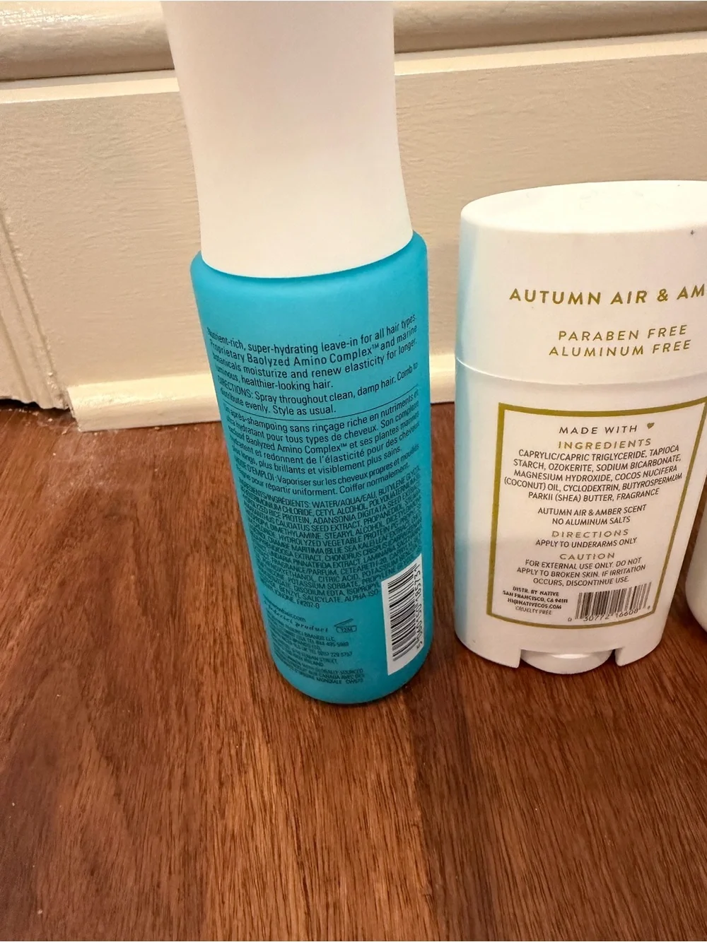 Native Autumn Air & Amber Deodorant with Teal Spray and White Lotion